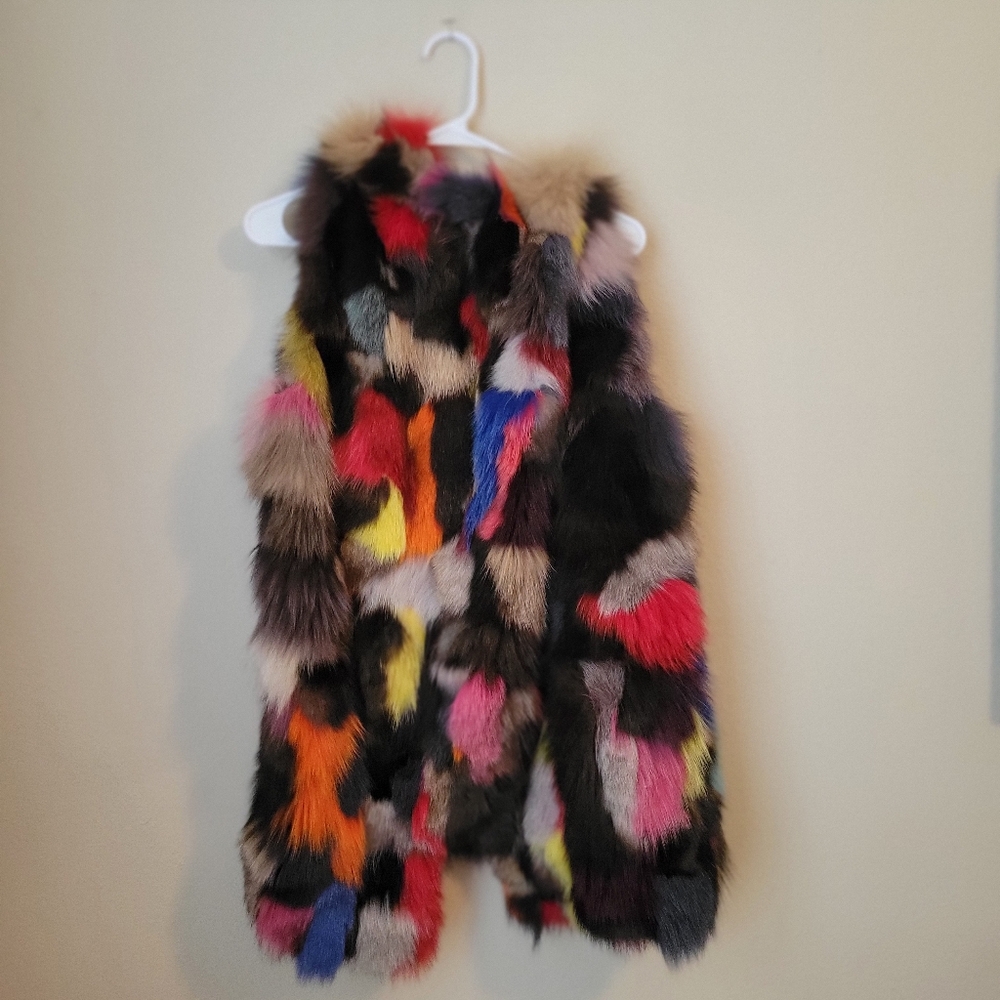 Multicolor Real Mink Fur Vest